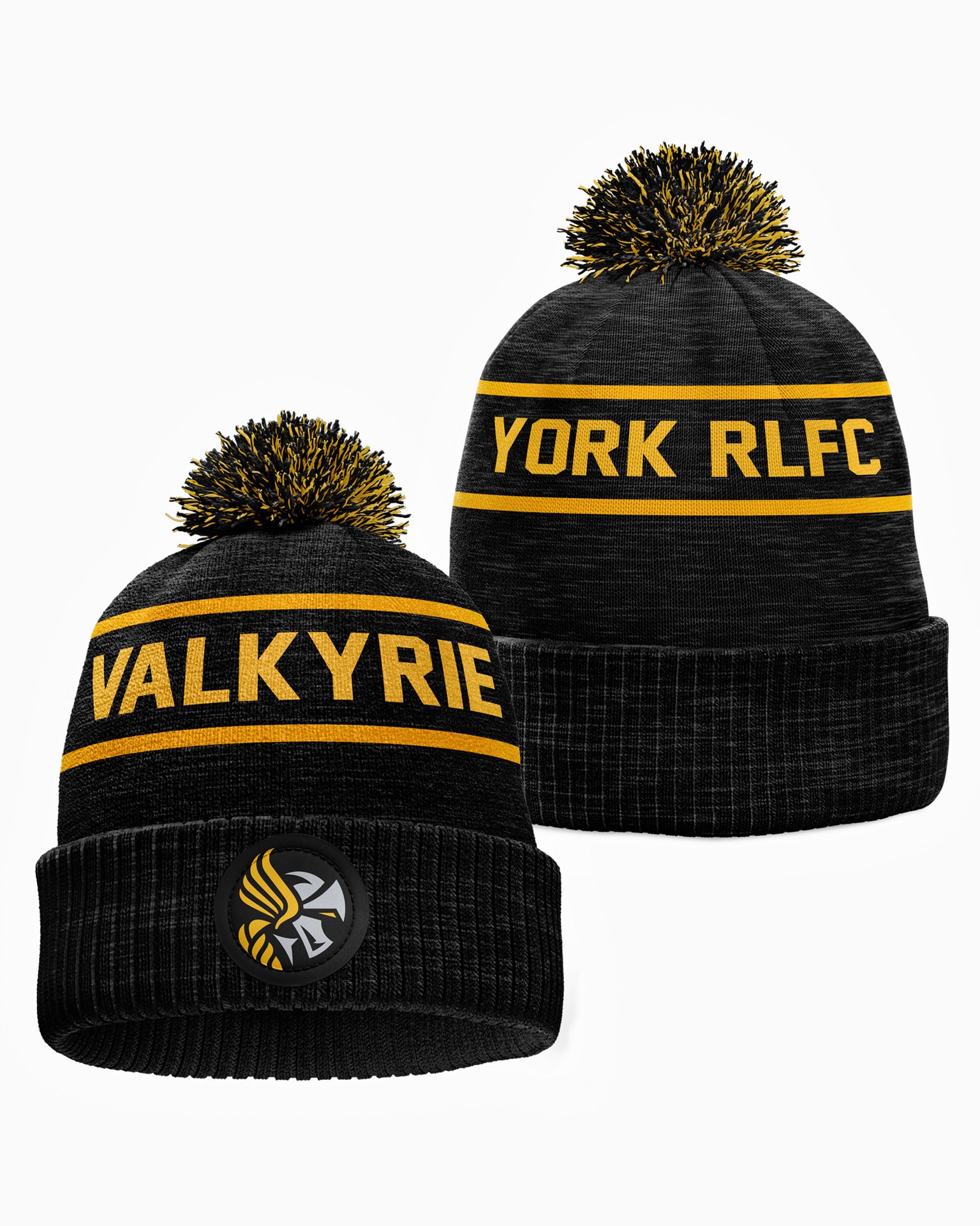 York Valkyrie 2026 Black Bobble Hat (Gold Text)