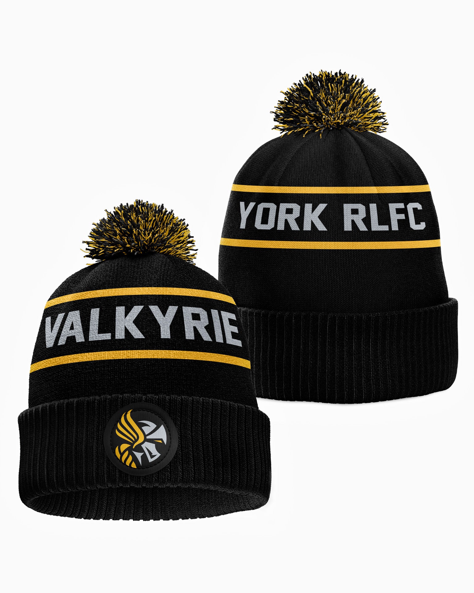 York Valkyrie 2026 Black Bobble Hat (Grey Text)