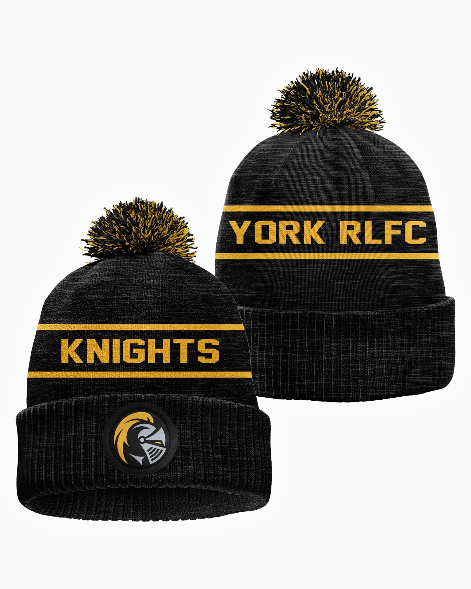 York Knights 2026 Black Bobble Hat (Gold Text)