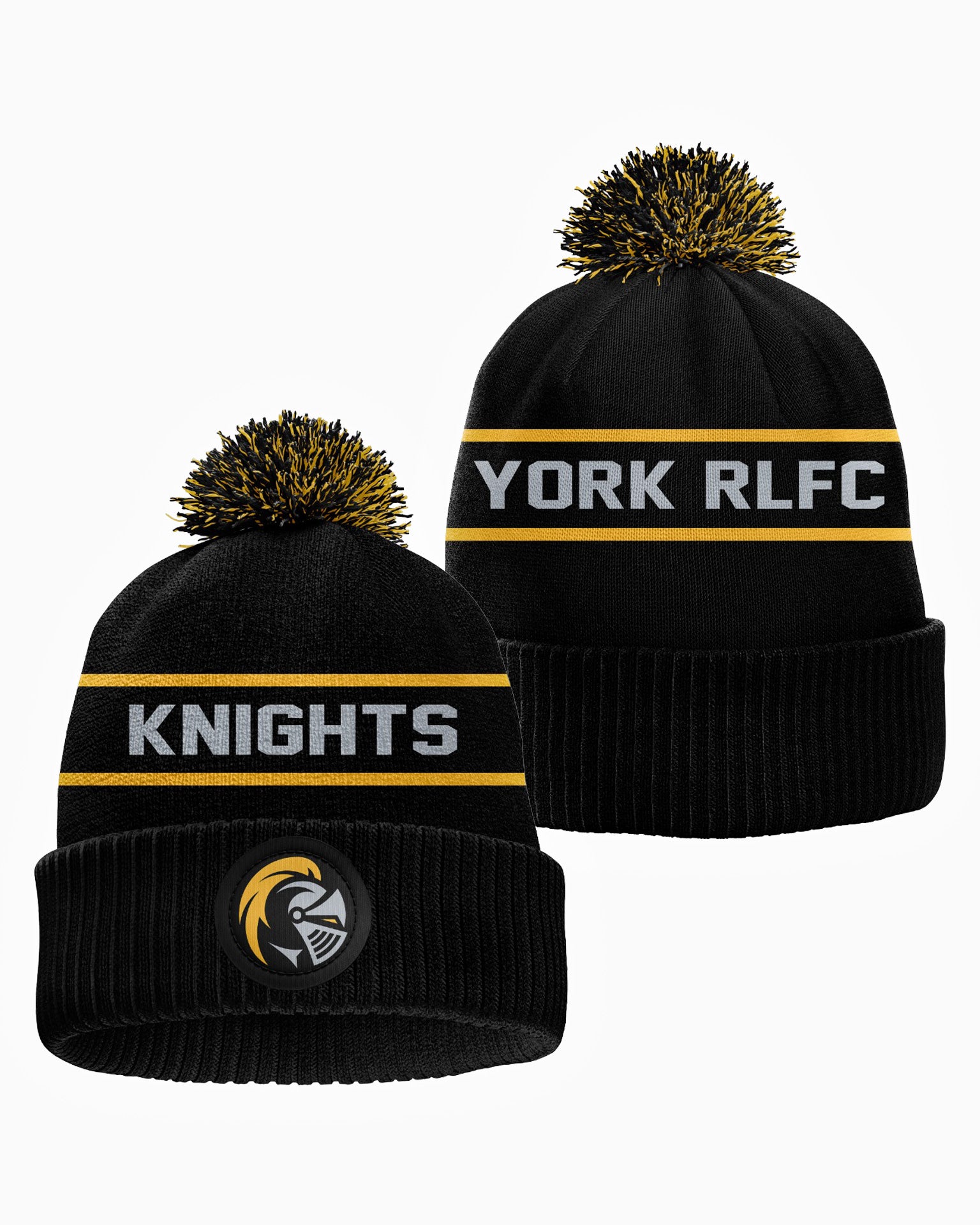 York Knights 2026 Black Bobble Hat (Grey Text)